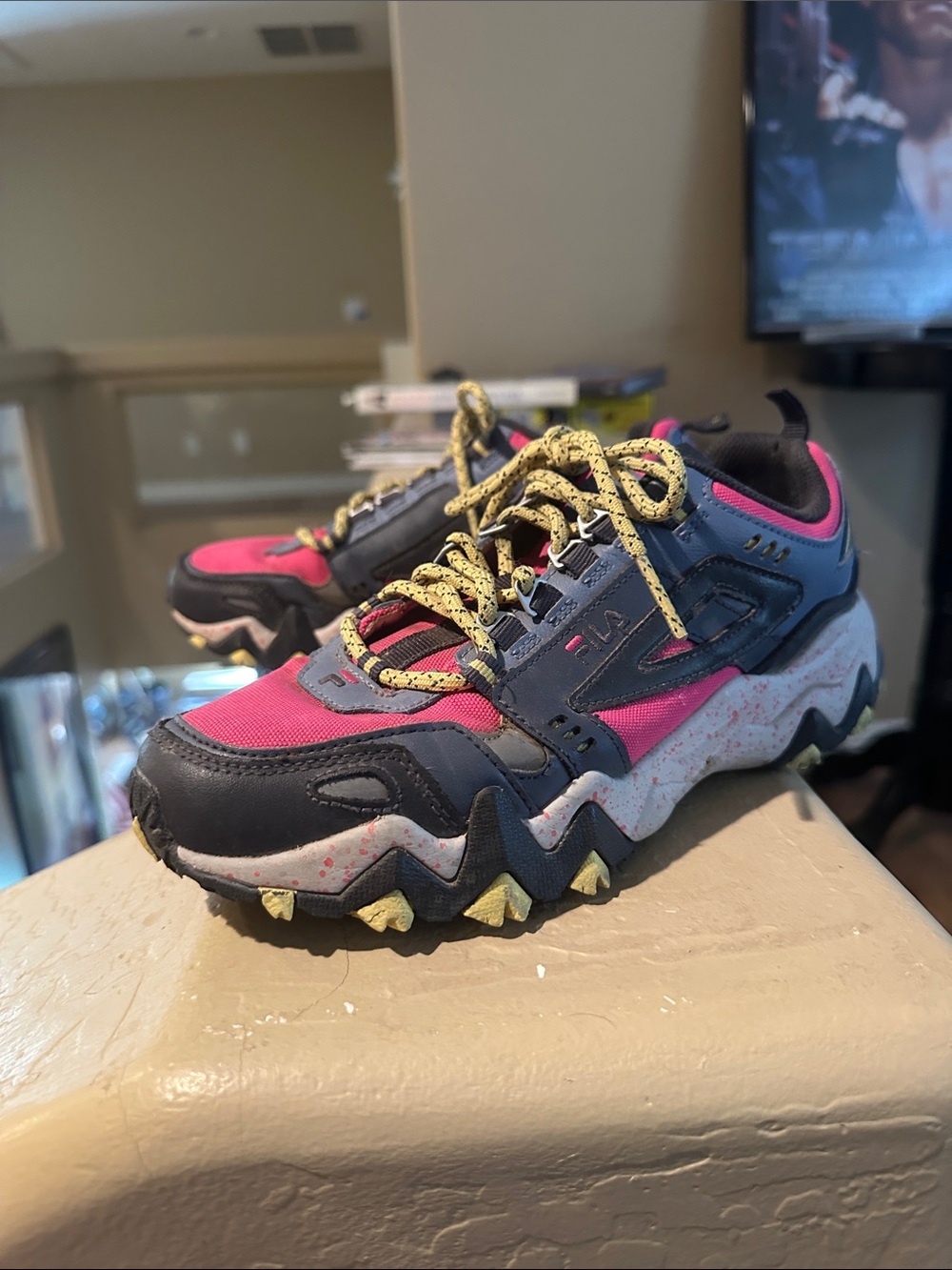Fila Women's Pink, Black & Yellow Trail Sneakers